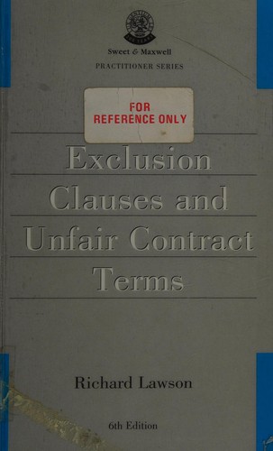Cover for Exclusion clauses and unfair contract terms