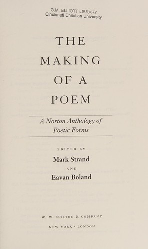 Cover for The making of a poem