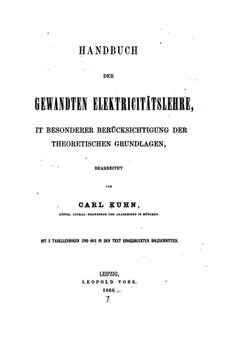 Cover for Handbuch der angewandten Elektricitätslehre: Mit besonderer Berücksichtigung der theoretischen ...