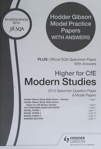 Cover for Higher for Cfe Modern Studies, 2014-2015