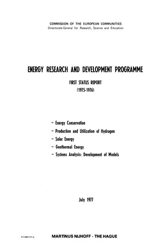 Cover for Energy Research and Development Programme