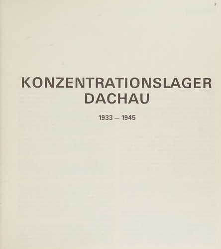 Cover for Konzentrationslager Dachau, 1933-1945
