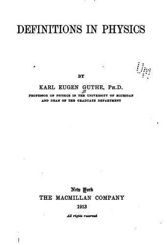 Cover for Definitions in physics