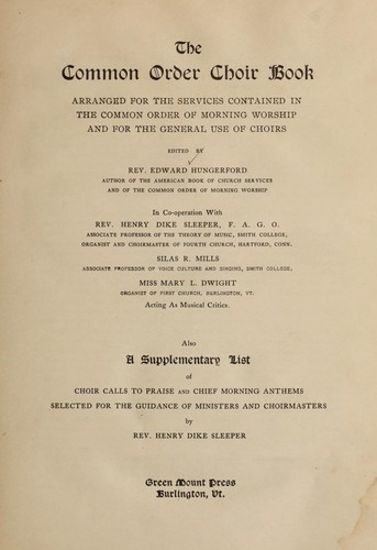 Cover for The Common order choir book