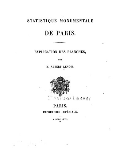 Cover for Statistique monumentale de Paris