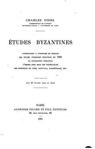 Cover for Études byzantines
