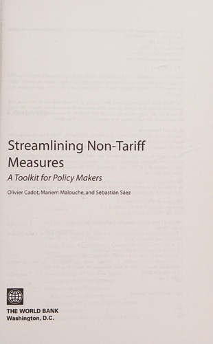 Cover for Streamlining non-tariff measures