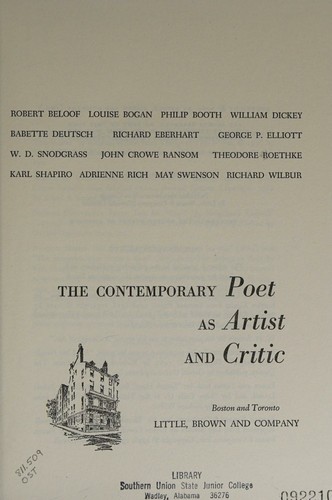 Cover for Contemporary Poet As Artist & Critic