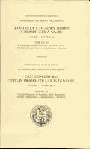 Cover for Case concerning certain phosphate lands in Nauru (Nauru v. Australia)