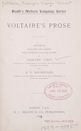 Cover for Voltaire's  prose