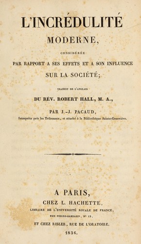 Cover for L'incrédulité moderne