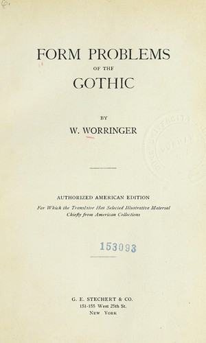Cover for Form problems of the Gothic