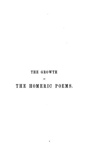 Cover for The growth of the Homeric poems