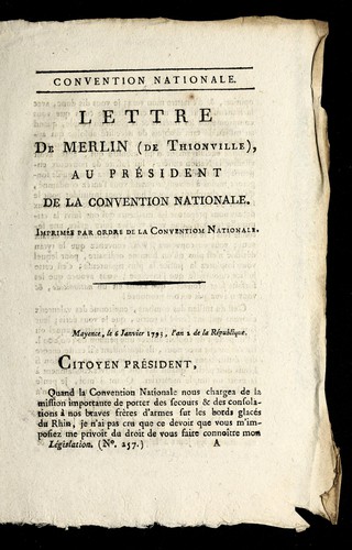Cover for Lettre de Merlin (de Thionville), au pre sident de la Convention nationale