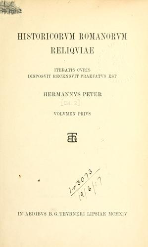 Cover for Historicorum romanorum reliquiae.