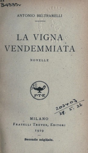 Cover for La vigna vendemmiata