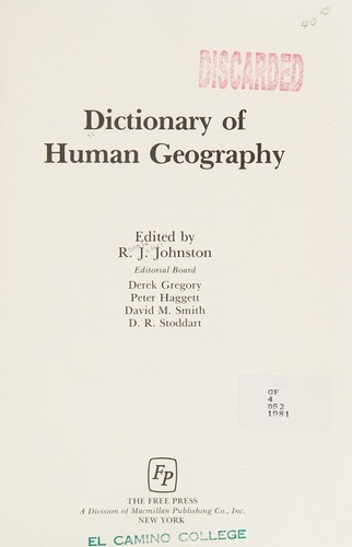 Cover for Dictionary of human geography