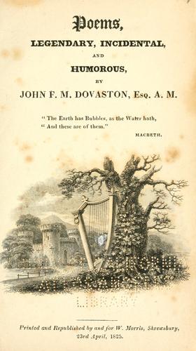 Cover for Poems, legendary, incidental, and humorous