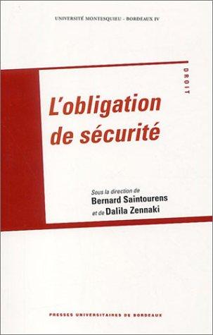 Cover for L' obligation de sécurité
