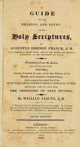 Cover for guide to the reading and study of the Holy Scriptures