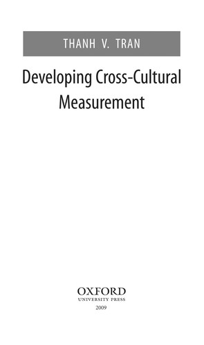 Cover for Developing cross-cultural measurement