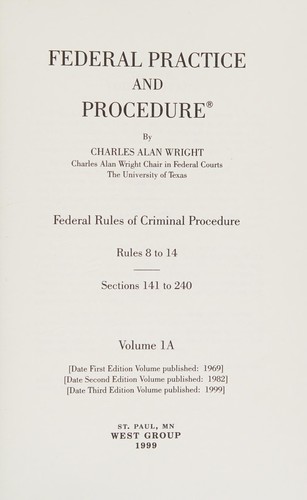 Cover for Federal practice and procedure