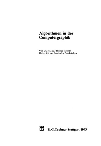 Cover for Algorithmen in der Computergraphik