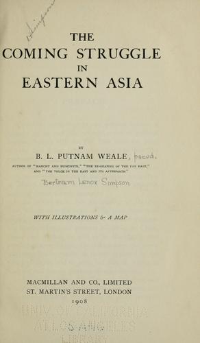 Cover for The coming struggle in eastern Asia