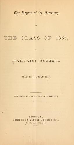 Cover for The report of the secretary of the class of 1855, of Harvard college