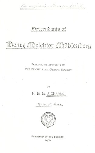 Cover for Descendants of Henry Melchior Mühlenberg