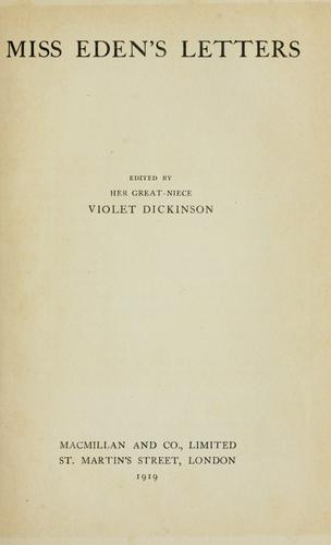 Cover for Miss Eden's letters