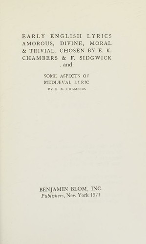 Cover for Early English lyrics