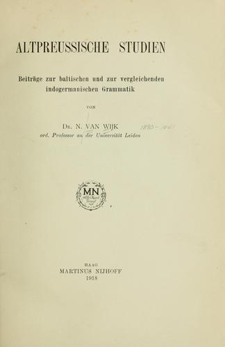 Cover for Altpreussiche Studien