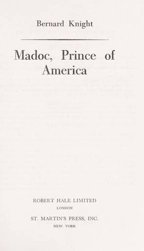 Cover for Madoc, Princeof America