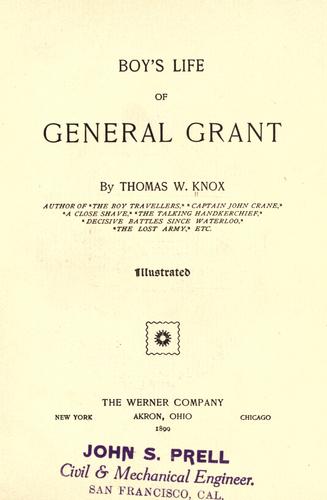 Cover for Boys' life of General Grant