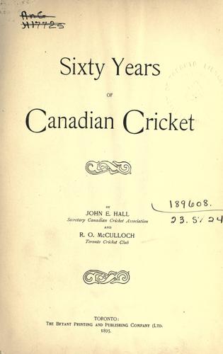 Cover for Sixty years of Canadian cricket
