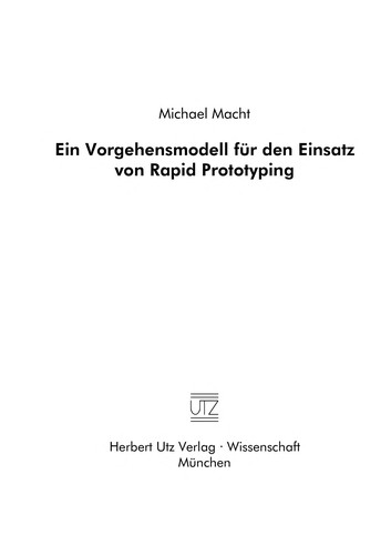 Cover for Ein Vorgehensmodell für den Einsatz von Rapid Prototyping