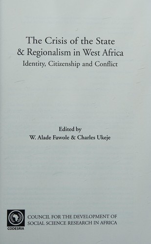 Cover for The crisis of the state & regionalism in West Africa