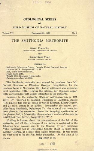 Cover for The Smithonia meteorite