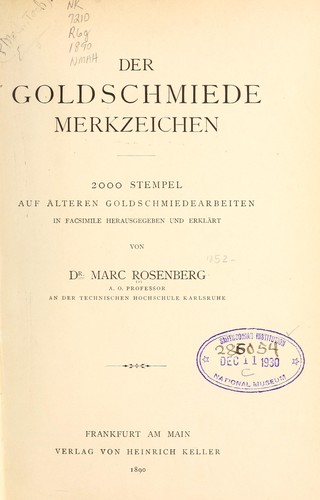 Cover for Der Goldschmiede Merkzeichen ...