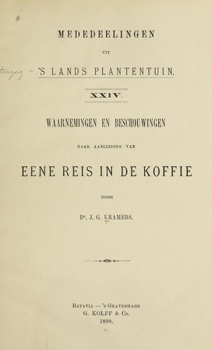 Cover for Waarnemingen en beschouwingen naar aanleiding van eene reis in de koffie