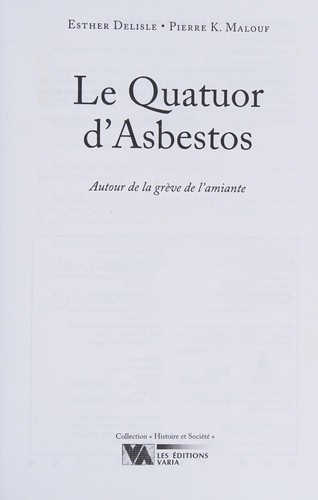 Cover for Le quatuor d'Asbestos
