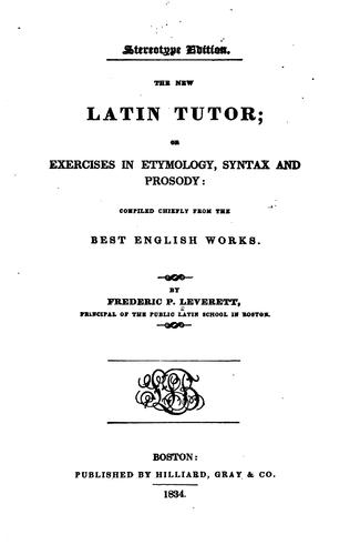 Cover for New Latin Tutor ...