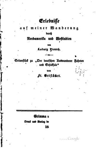 Cover for Erlebnisse auf meiner Wanderung durch Nordamerika und Westindien