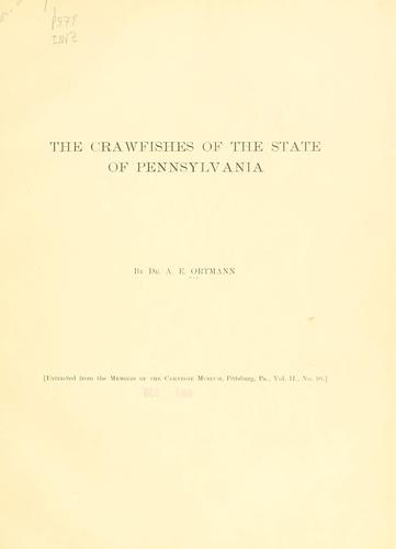 Cover for The crawfishes of the state of Pennsylvania