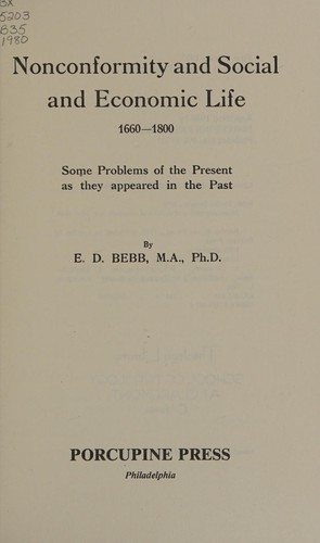 Cover for Nonconformity and social and economic life, 1660-1800