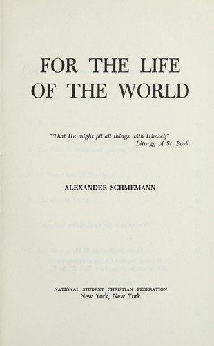 Cover for For the life of the world