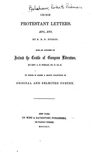 Cover for Irish Protestant letters