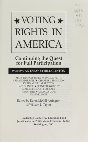 Cover for Voting rights in America
