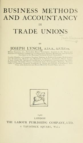 Cover for Business methods and accountancy in trade unions
